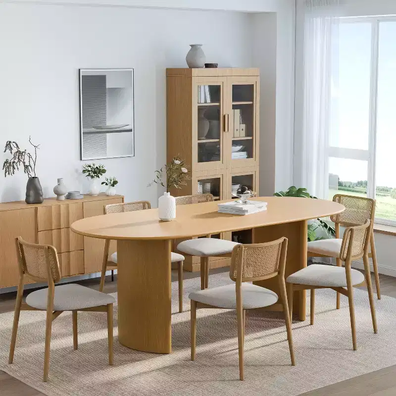 Dovelina Oval Dining Table Curved Leg Kitchen Table