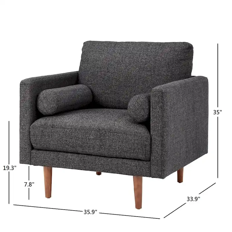 Mid-Century Tapered Leg Armchair with Roll Pillows
