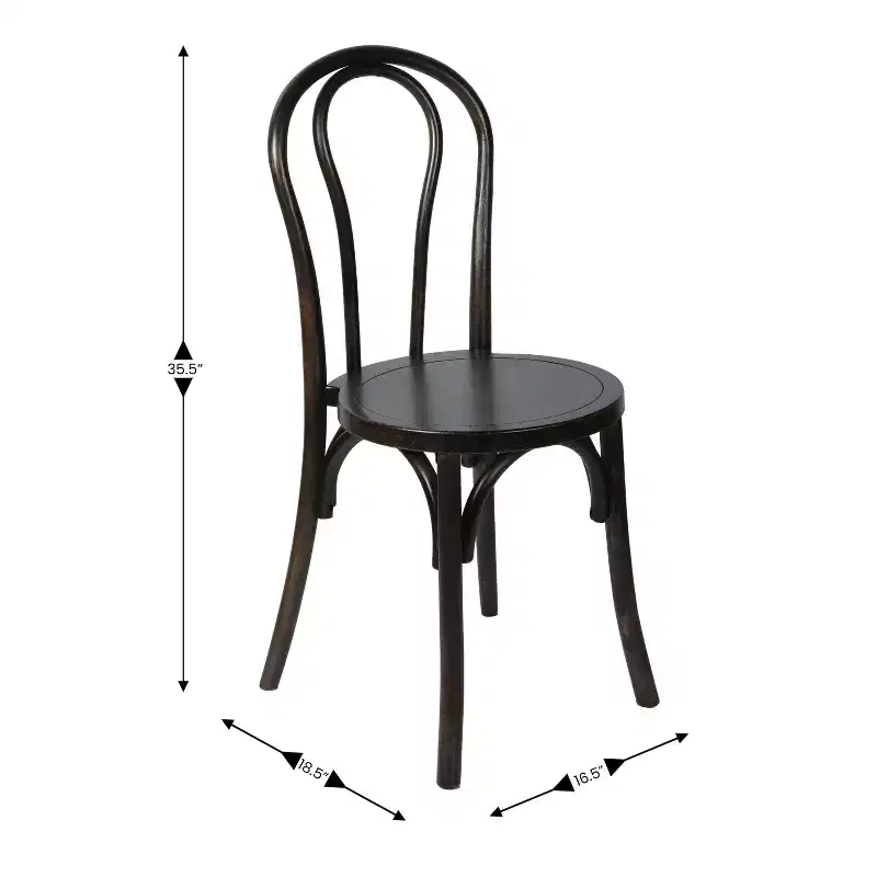 Emma and Oliver Set of 2 Solid Wood Thonet Style Stack Dining Chairs