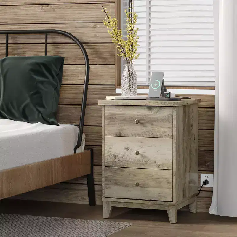 Karl Home 3-Drawer Gray Particle Board 17.72in. W Nightstands
