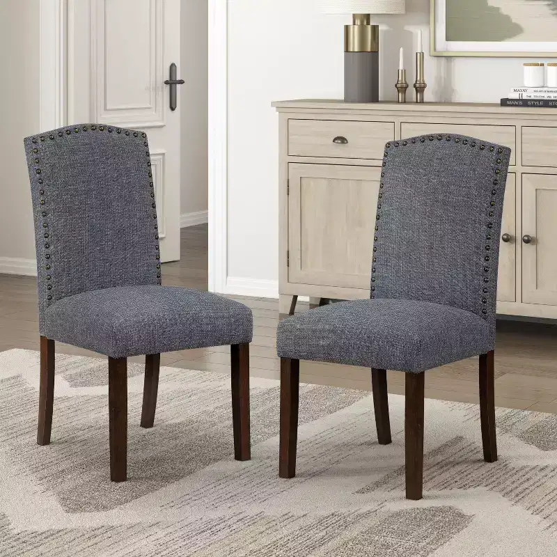 Gray / Taupe Modern Classic Armless Dining Chair, High Back, Set of 2