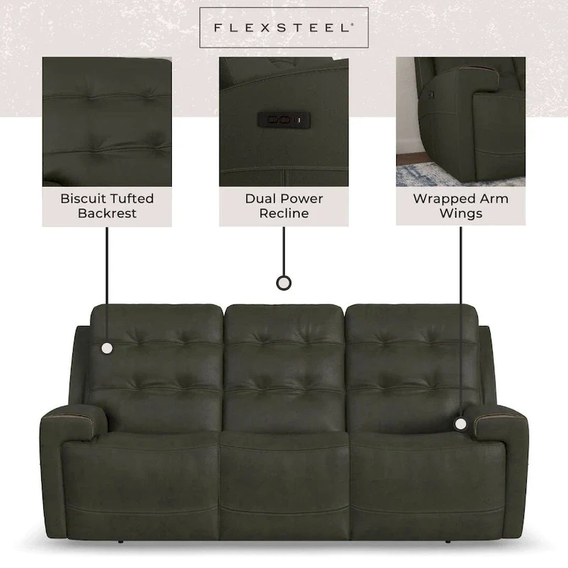 Top Grain Leather Power Reclining Sofa with Power Headrests and Zero Gravity