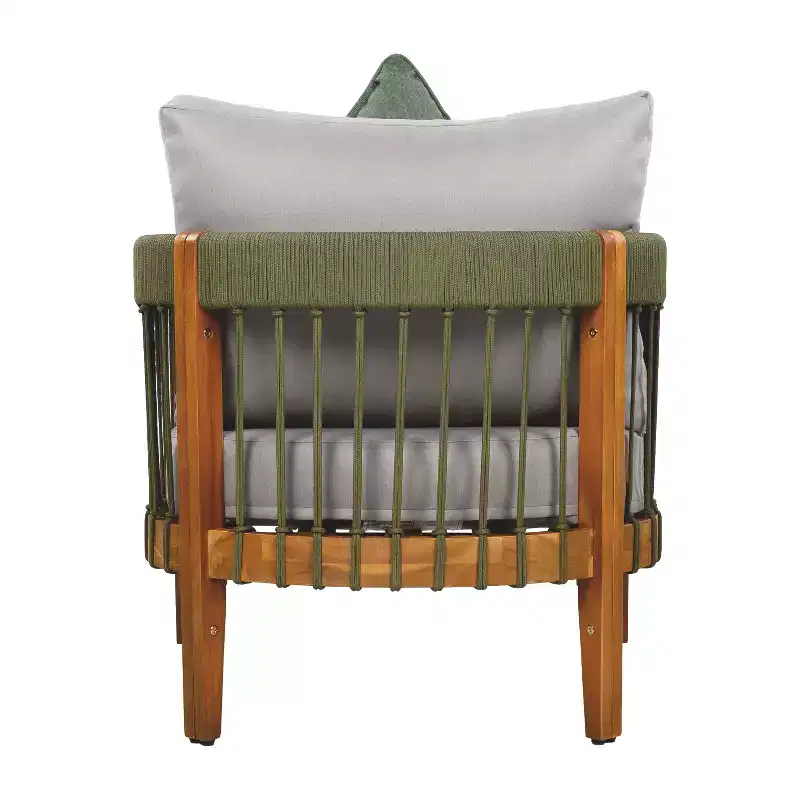 Christopher Knight Home Clifton Patio Rustic Acacia and Rope Upholstered Club Chair with Curved Back