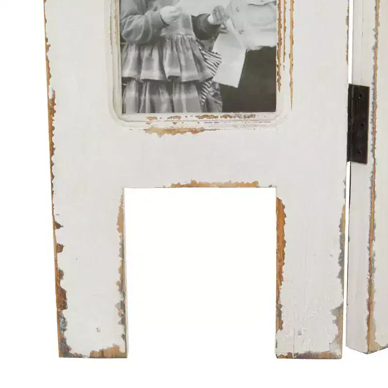 Farmhouse Chinquapin Wood Rectangle Room Divider Screen White - Olivia & May