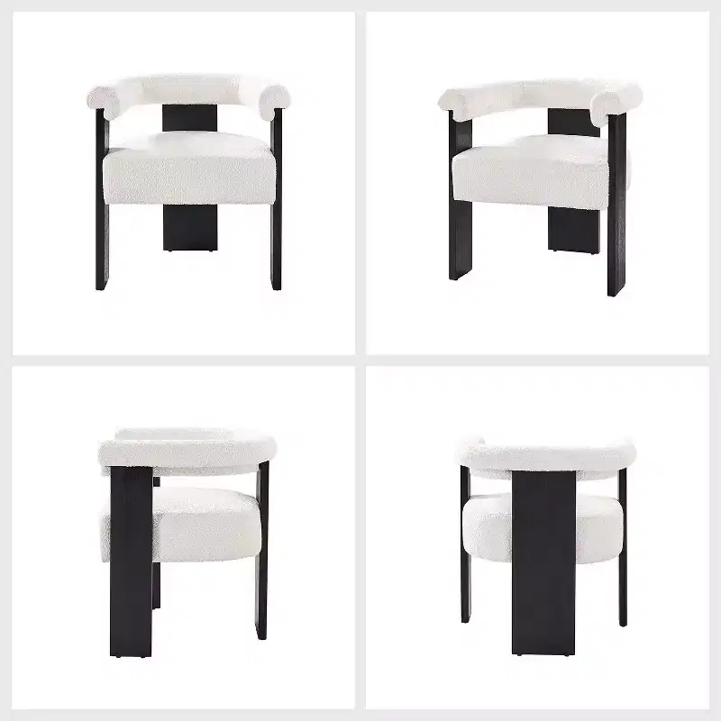 Gerry Boucle Dining Chair Set of 6 With Round Solid Back|ART OF LIVING DESIGNS