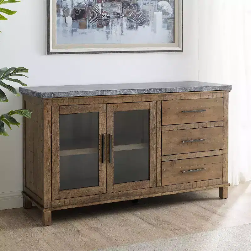 Marble Top Server Gray/Driftwood