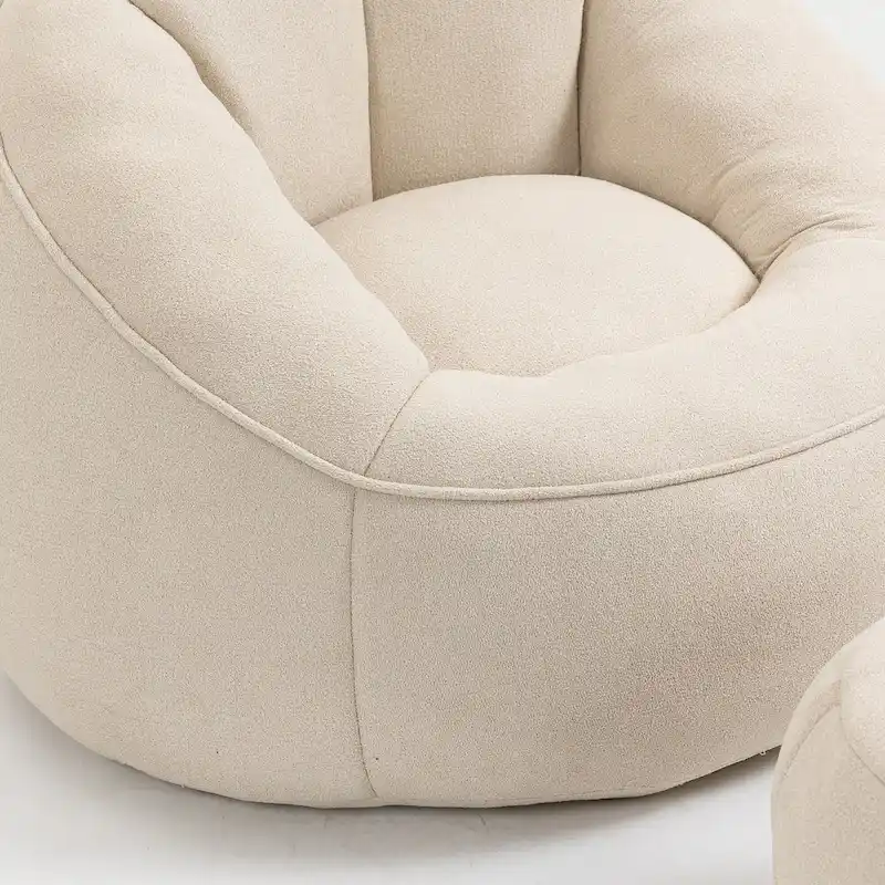 Beige Modern 40 Microfiber Accent Chair with Ottoman