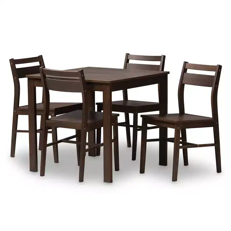 5pc Lovy Modern and Contemporary Walnut Finished Dining Set Dark Brown - Baxton Studio