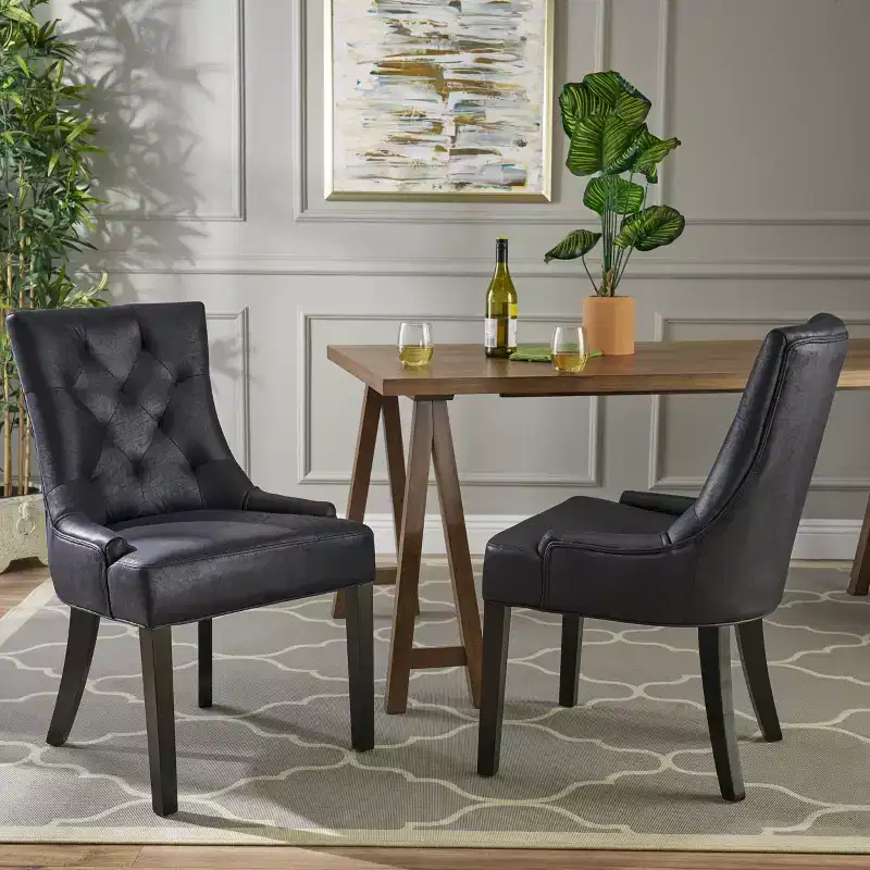 Set of 2 Traditional Microfiber Dining Chair