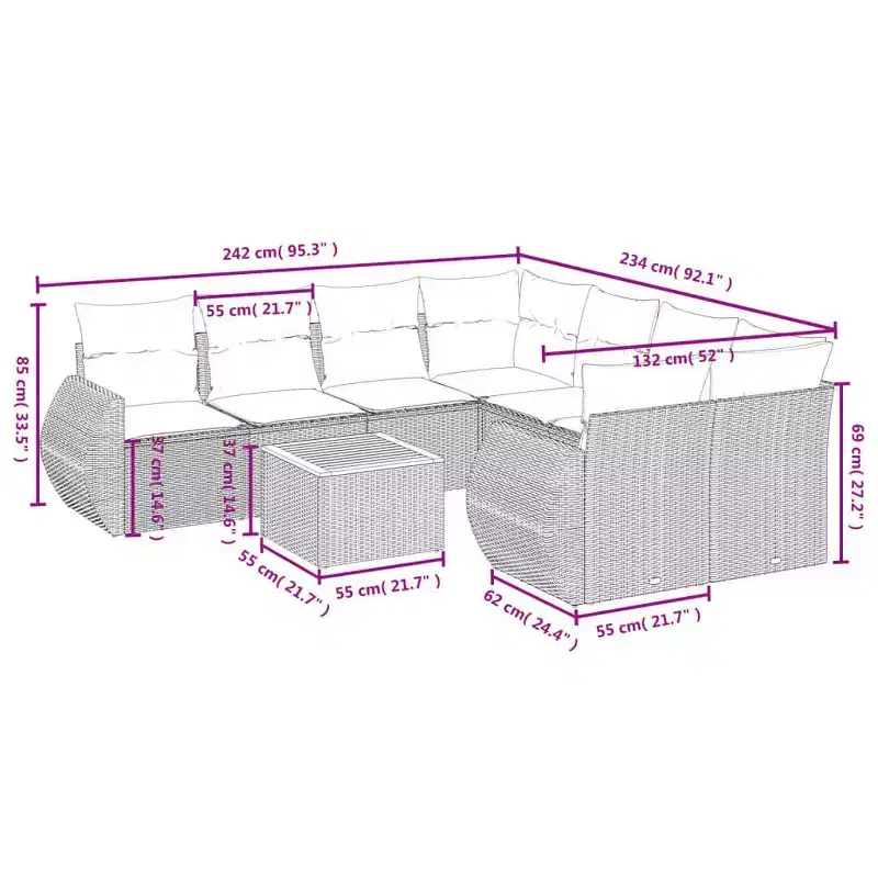 vidaXL Garden Sofa Set Black, Cream White