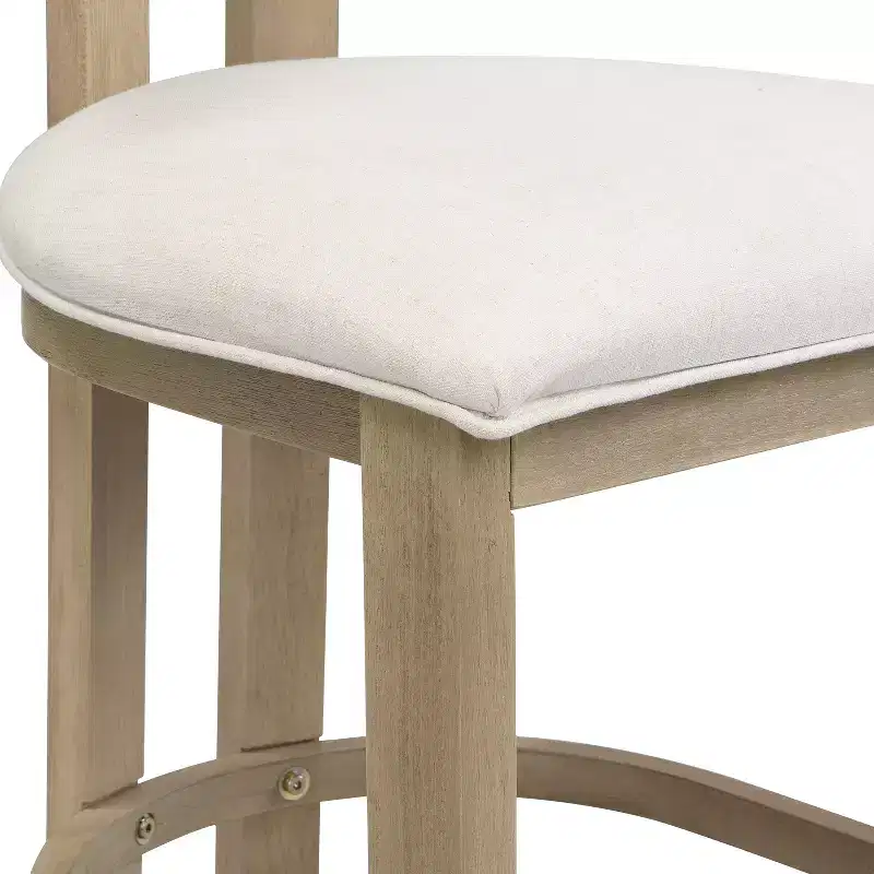 Christopher Knight Home Johnson 3 Piece Farmhouse Rubberwood Upholstered Counter Height Dining Chairs with Fluted Table