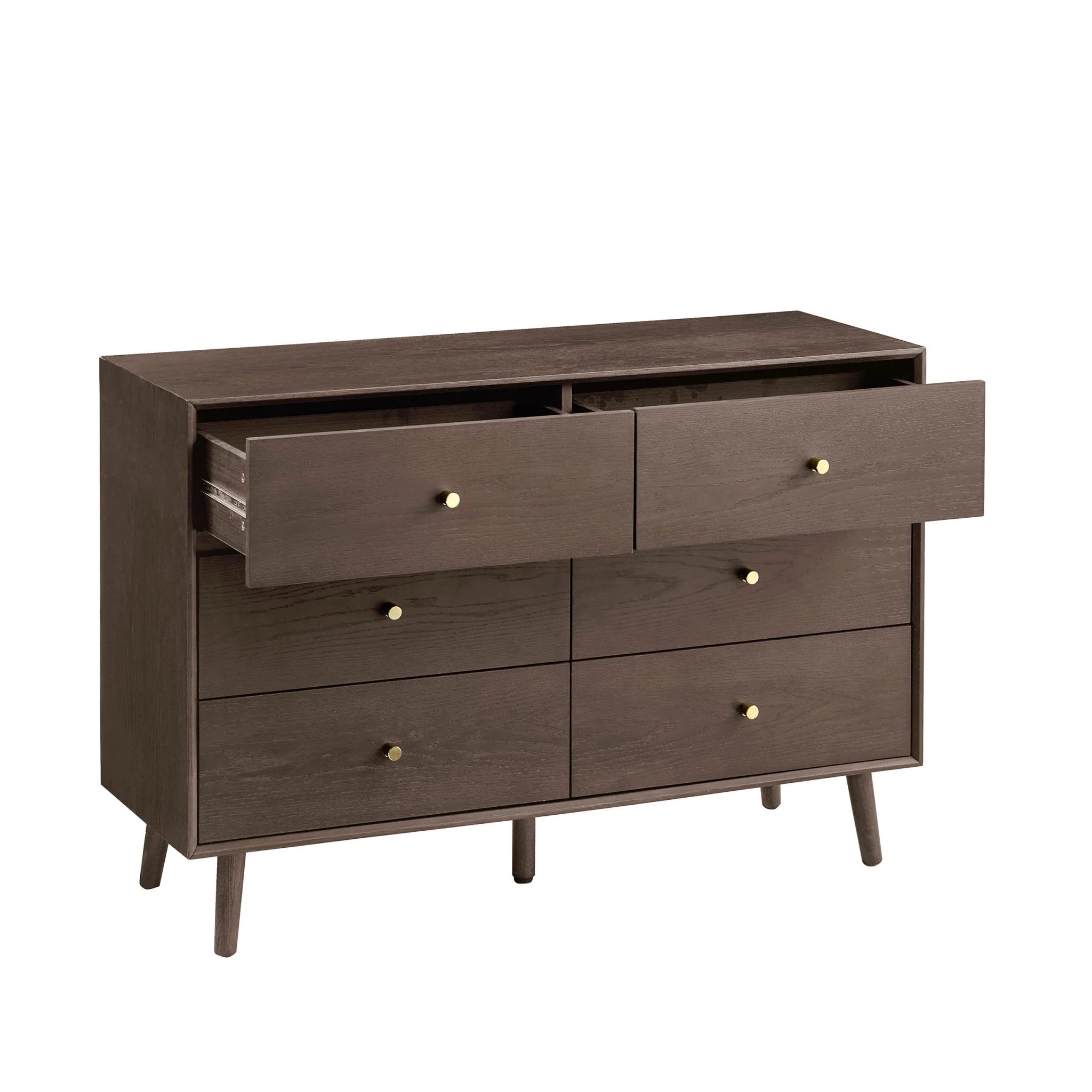 Oak 6 Drawer Chest - Walnut