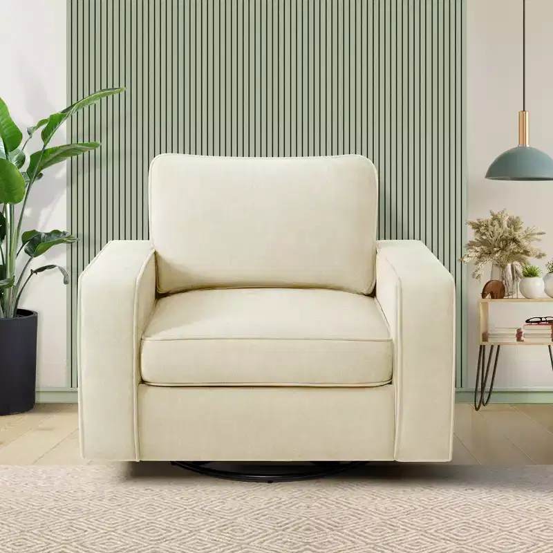Upholstered 360 Swivel Chair, Padded Armrests, No Assembly Required