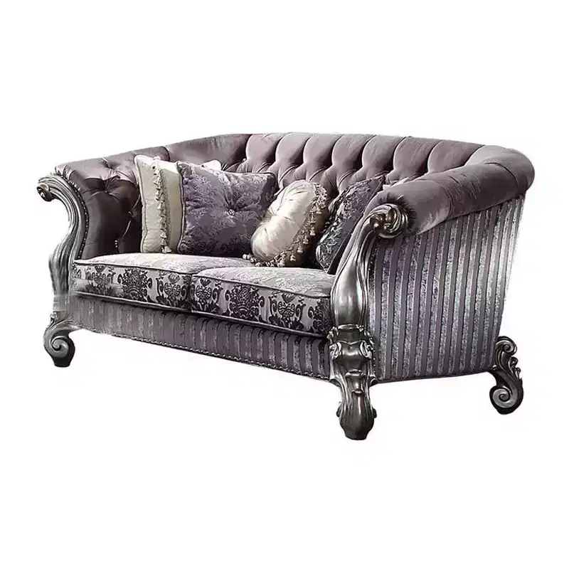 76" Versailles Sofa Velvet and Antique Platinum - Acme Furniture