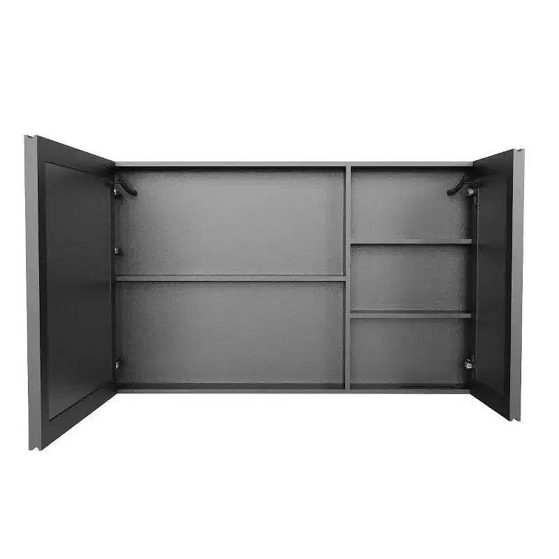 Zeus & Ruta 39.3x23.6 Wall-Mounted Bathroom Medicine Cabinet with Mirror, Single-Color White Light & Anti-Fog, Storage Shelves