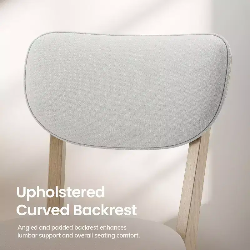 Solid Wood Farmhouse Upholstered Counter Height Bar Stools with Curved Back