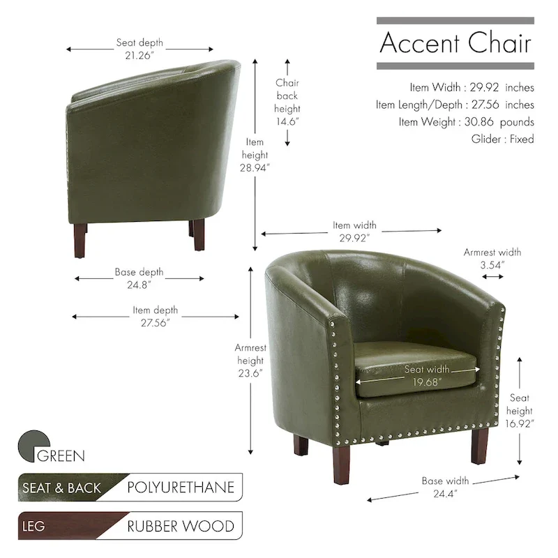 Carson Carrington Junsele PU Leather Accent Club Chair