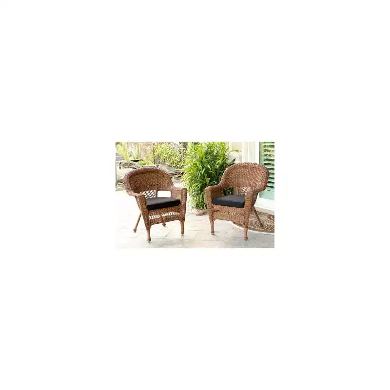HomeStock Honey Coastal Craftsman Chair Set of 2 with Cushions