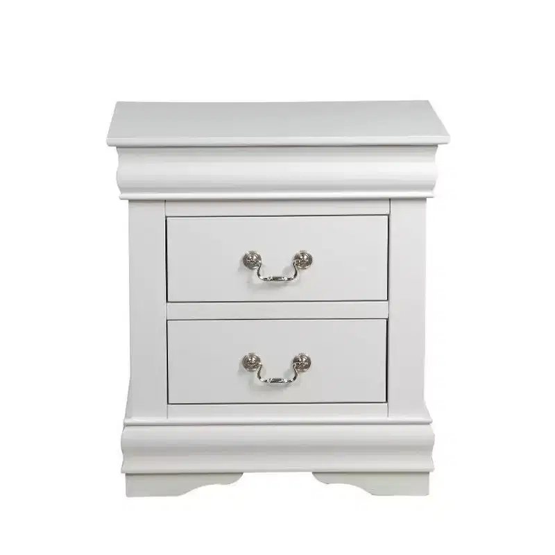 1pc Traditional Classic White Finish 2-Drawers Nightstand Wooden Bedroom Furniture