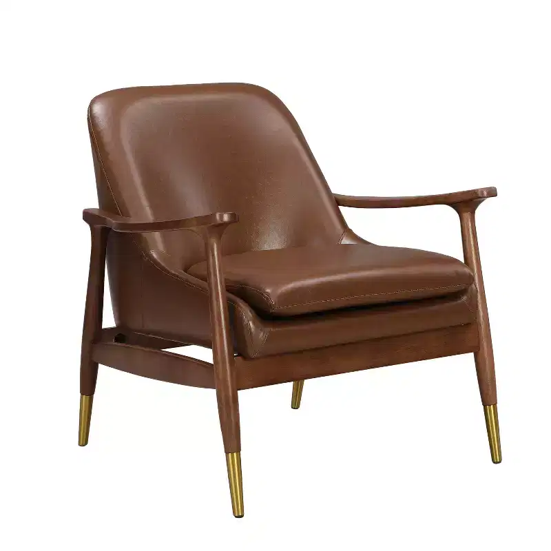 Christopher Knight Home Freja Modern Faux Leather and Wood Accent Chair