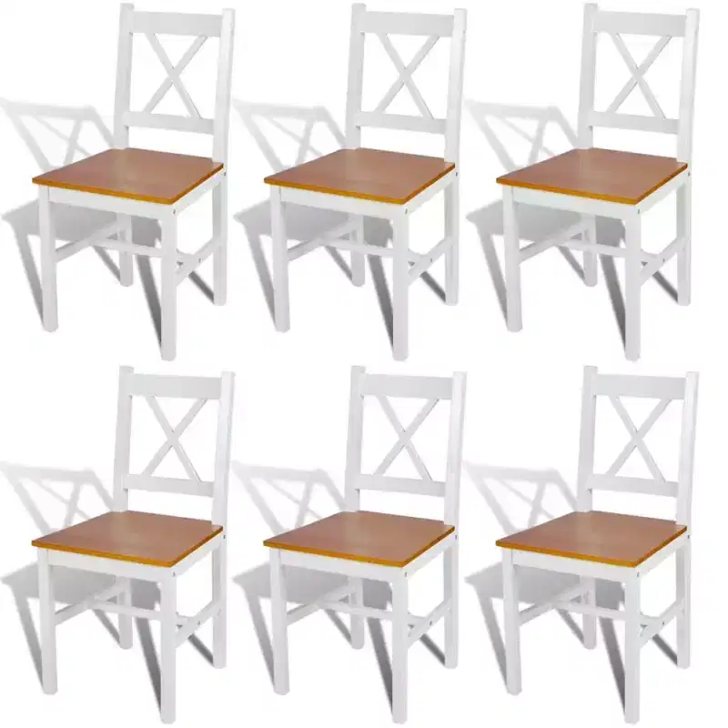 vidaXL Dining Chair Set of 2 White Solid Pine Wood 33.1 inches tall