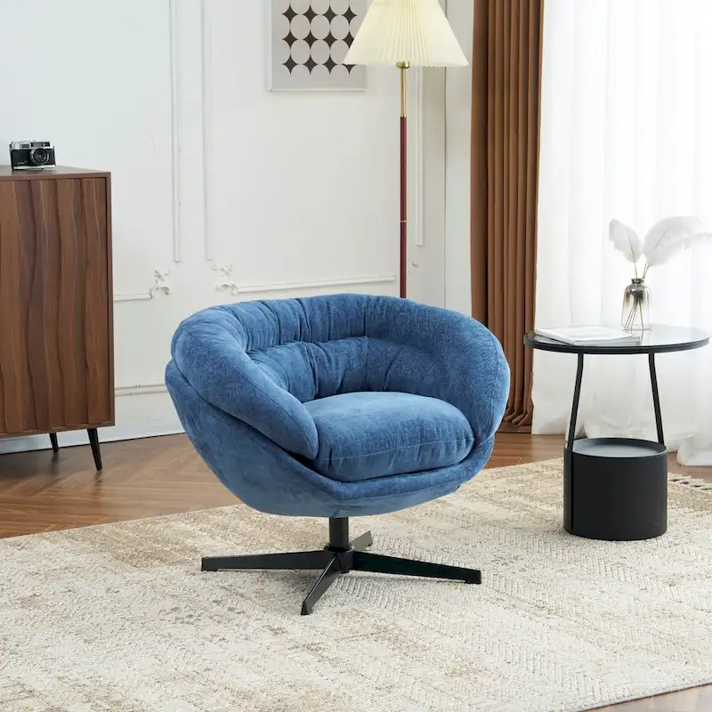 Genuine Leather Armchair with Solid Wood Frame and Removable Seat Cushion, Living Room Accent Chair