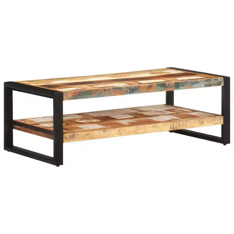 XL Coffee Table Mixed Solid reclaimed wood and powder-coated iron