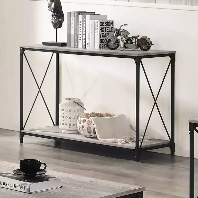 Rosslea Lower Shelf Sofa Table Black/Gray - HOMES: Inside + Out: Industrial Style, Metal Frame, Storage Shelf