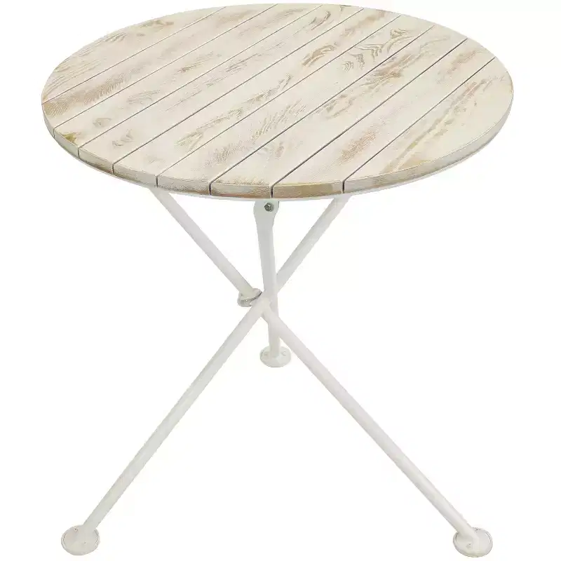Sunnydaze French Country Chestnut Wood Folding Round Bistro Table - 28- White