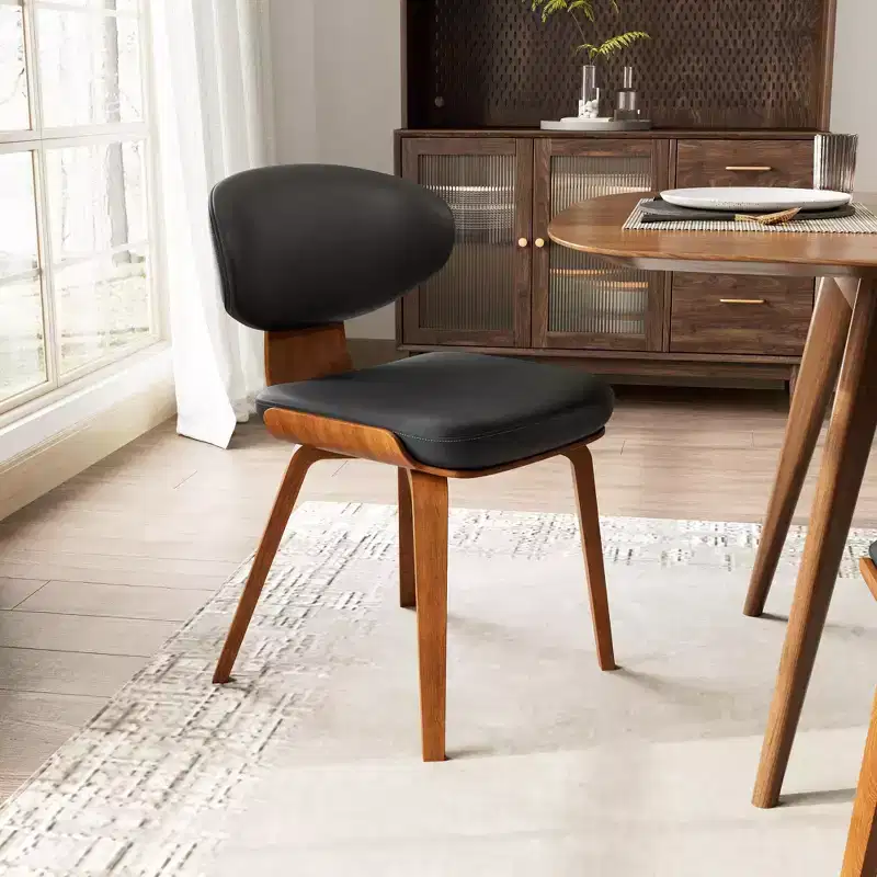 Upholstered Dining Side Chairs Set of 2, Black