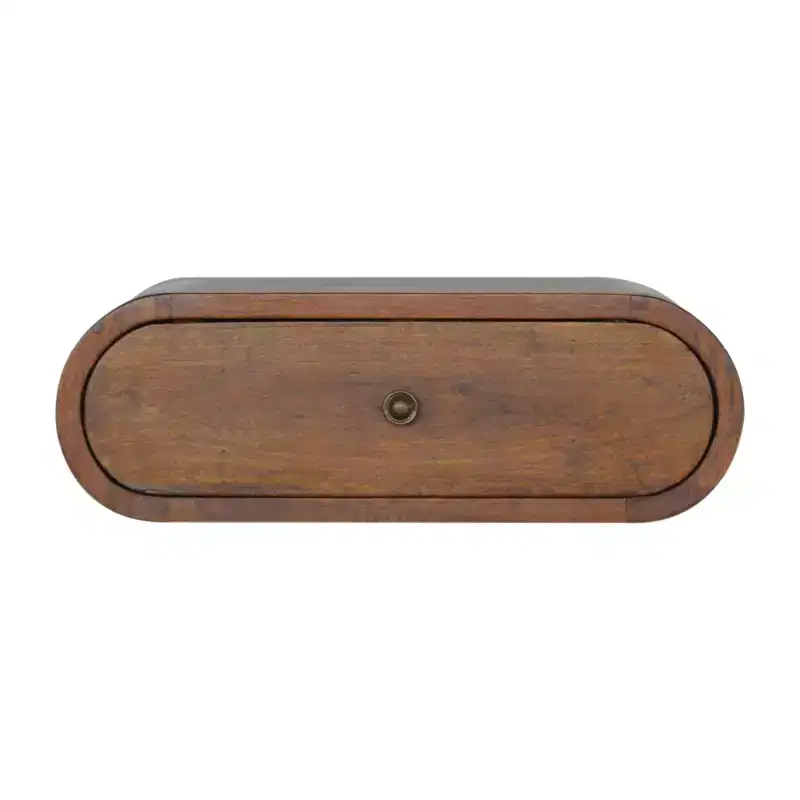 HomeRoots 18 Chestnut Solid Wood Oval One Drawer Floating Nightstand