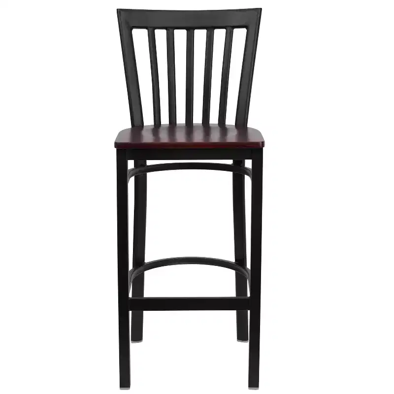 School House Back Metal Restaurant Barstool, Set of 2