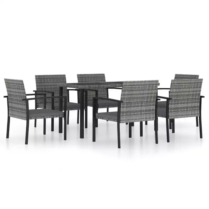 vidaXL Dining Set Poly rattan, powder-coated steel Medium