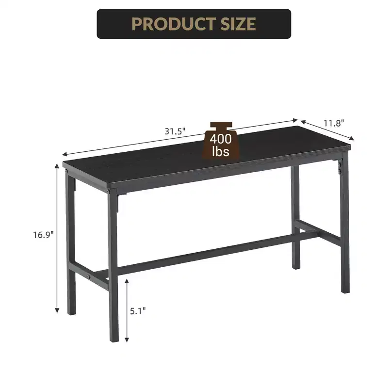 CuisinSmart Dining Table Set for 4 People, Kitchen Table with 2 Benches, Dining Room Table Set with Wine Rack, Brown, Black, Grey
