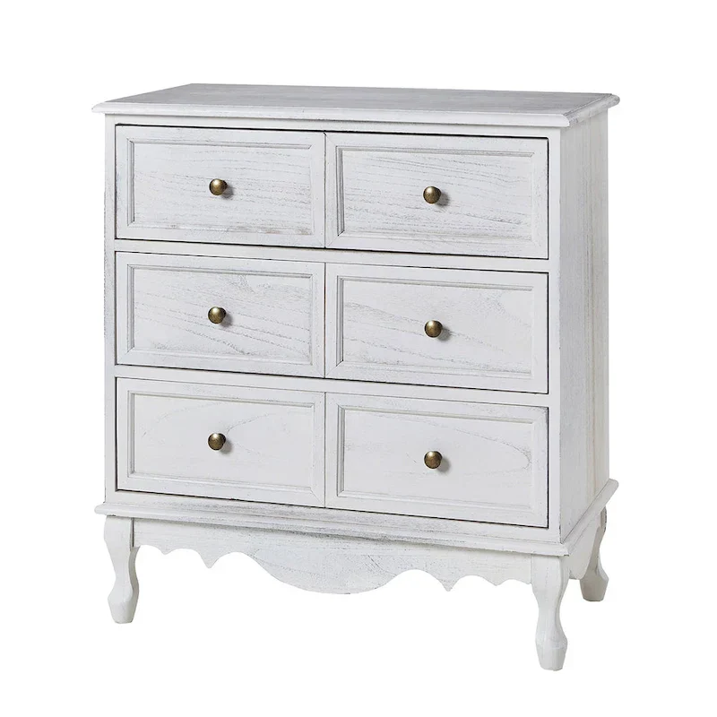 Farmhouse 30Tall Distressed 3-Drawer Nightstand With Solid Wood Legs and Adjustable Feet