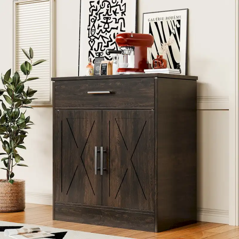 Sideboard Buffet Cabinet with Drawers and Doors, MDF, Multiple Sizes, Kitchen or Dining Room