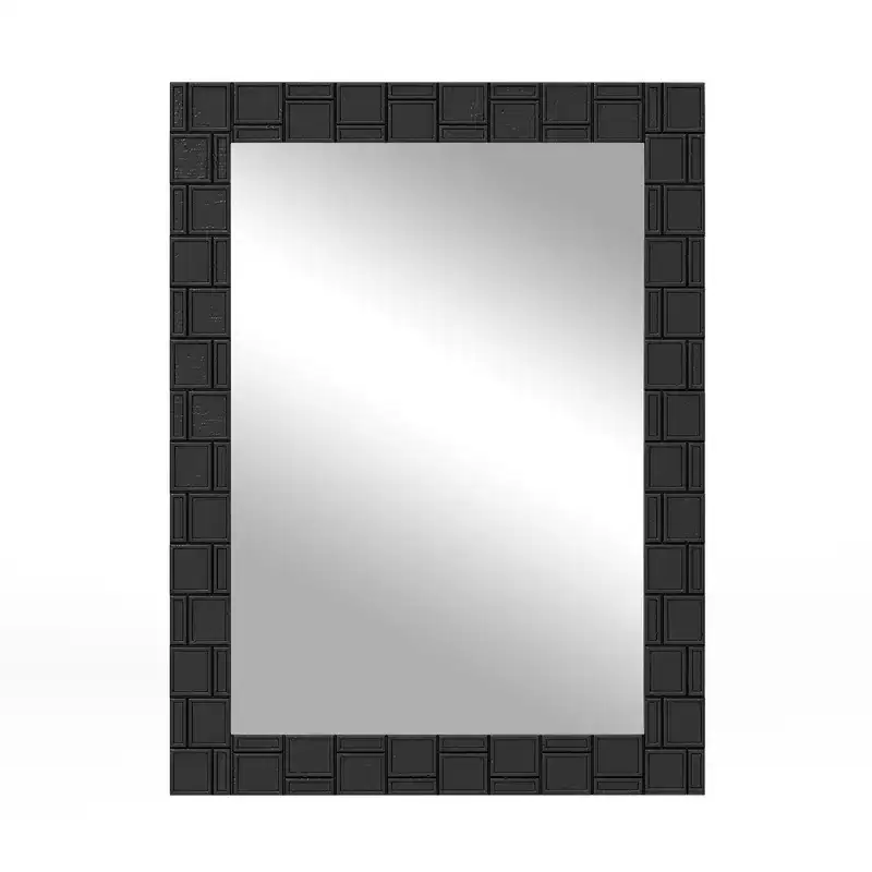 Costway 32 x 24Wood Framed Wall Mirror w/Solid Wood Frame Vertical Horizontal Hanging