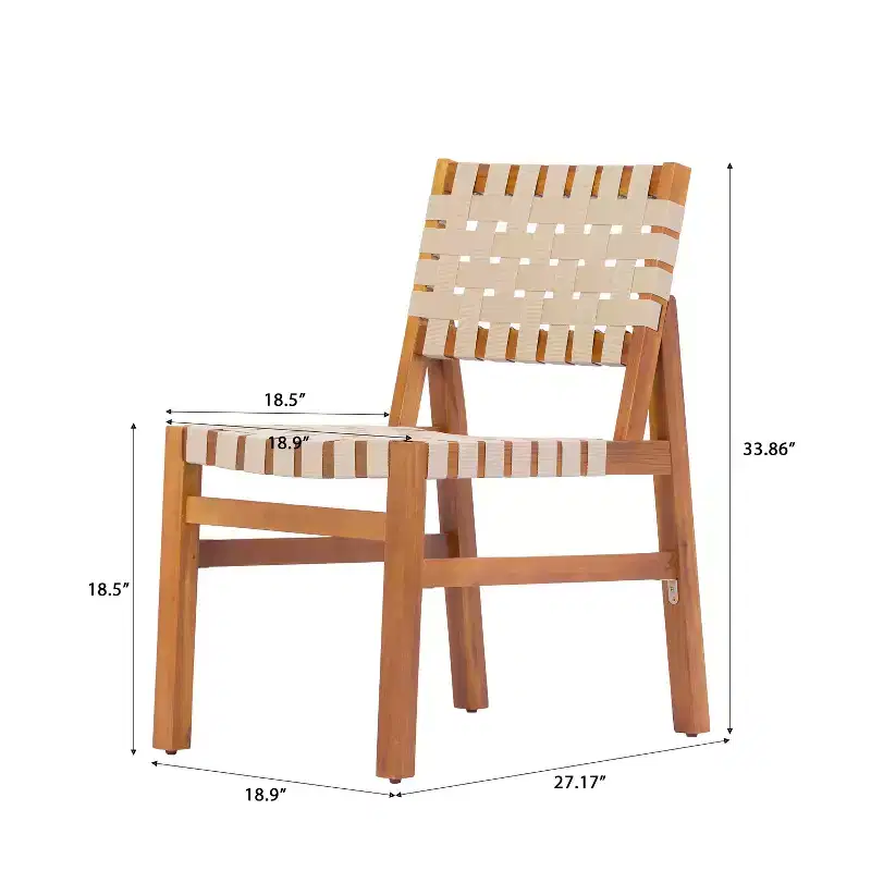 Christopher Knight Home Prasert Modern Acacia Wood Patio Side Chairs with PE Woven Rope (Set of 2)