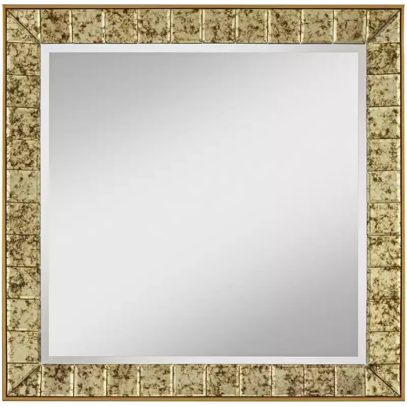 31 1/2 x 31 1/2 Square Antique Gold Wall Mirror