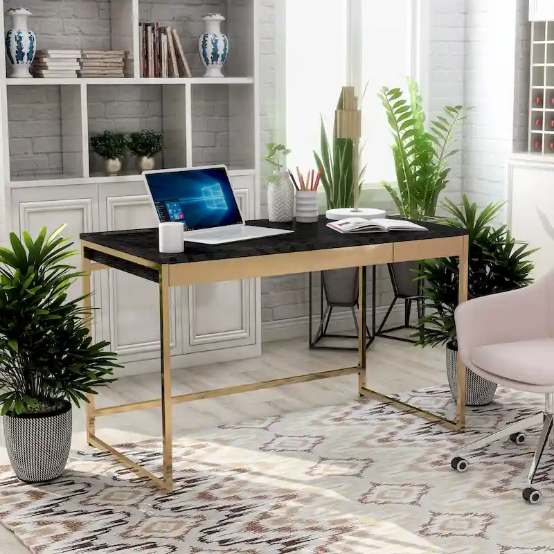 Arthur Modern 48-inch Steel Computer Desk with Charging Ports by Furniture of America