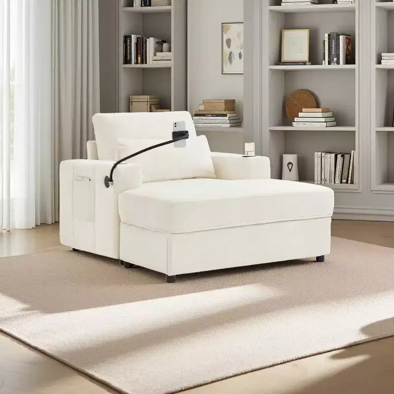 Modern Chenille Armchair Chaise Lounge
