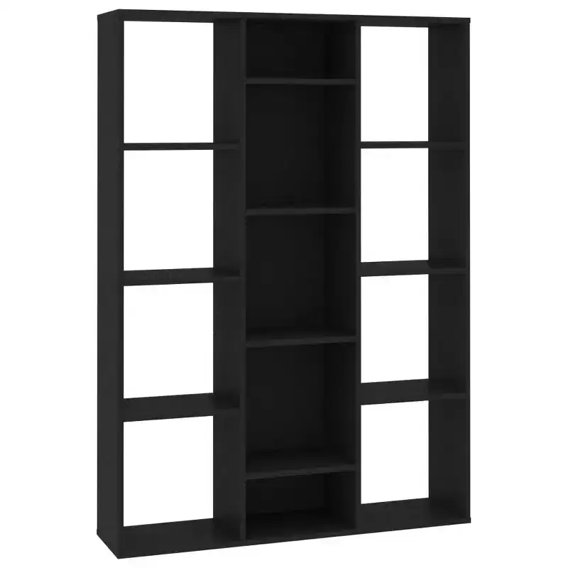 vidaXL Room Divider/Book Cabinet Black 39.4x9.4x55.1 Engineered Wood