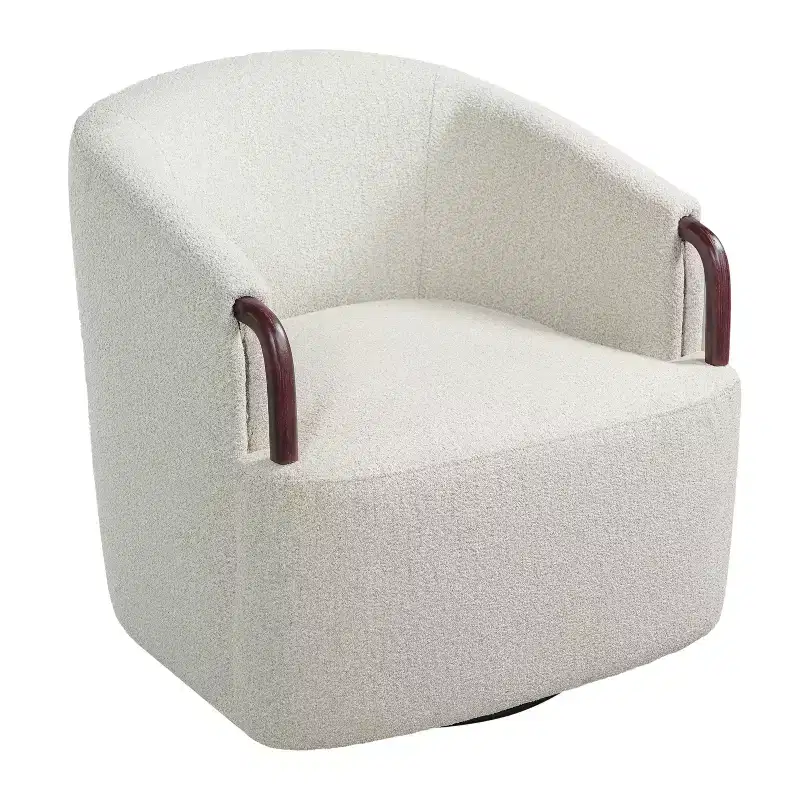 360Swivel Barrel Chair Accent Chair Upholstered Armchair Ergonomic Reading Chair Comfy Vanity Chair with Curved Backrest