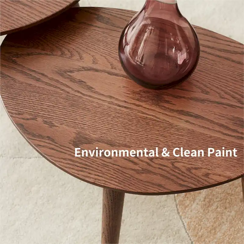 Solid Oak Wood Pebble-Shaped Coffee Table