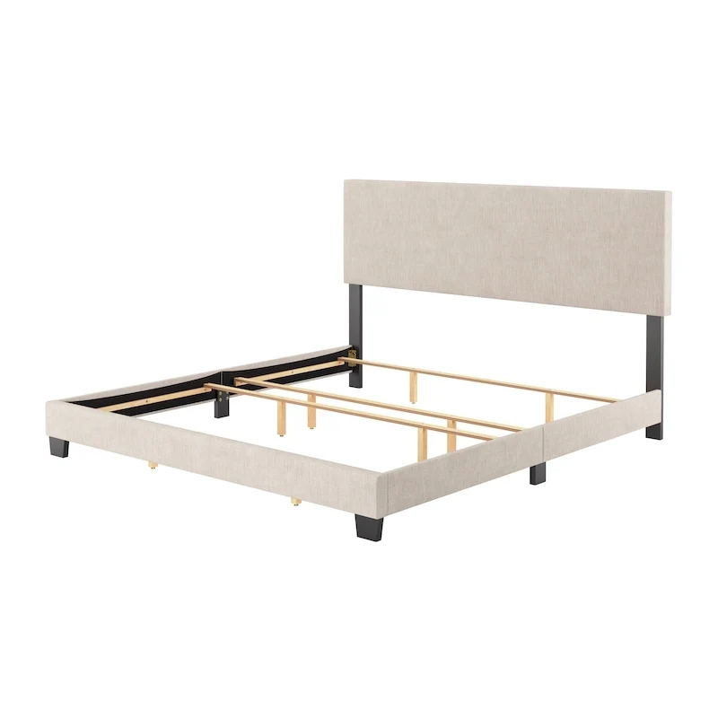 Modern King Bed with Upholstered Headboard (Box Spring Required)