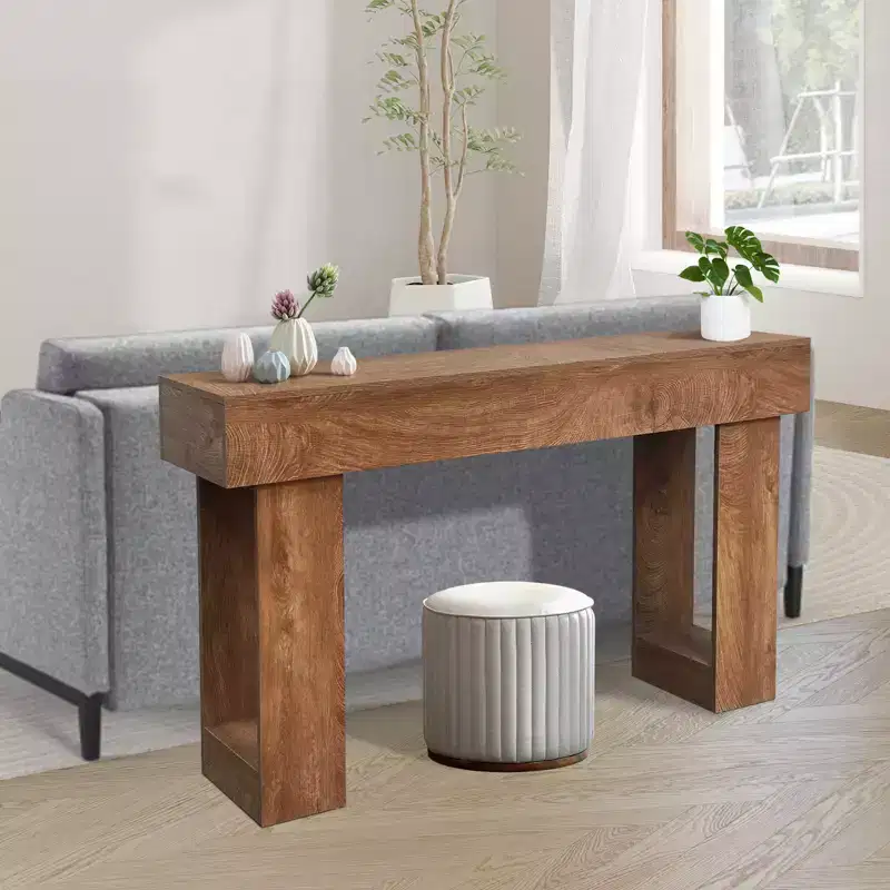 Long Console Table, Wood Rectangular Sofa Table Behind Couch, Farmhouse Entryway Table, for Entrance, Hallway, Living Room, and Foyer