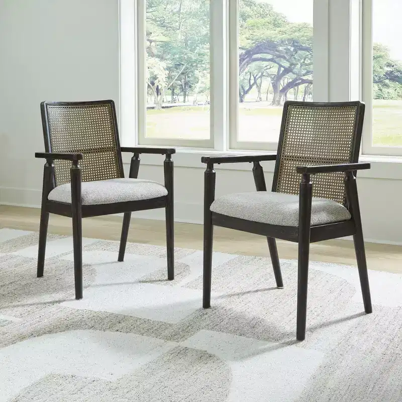 Signature Design by Ashley Galliden Dining Arm Chair, Set of 2, Black