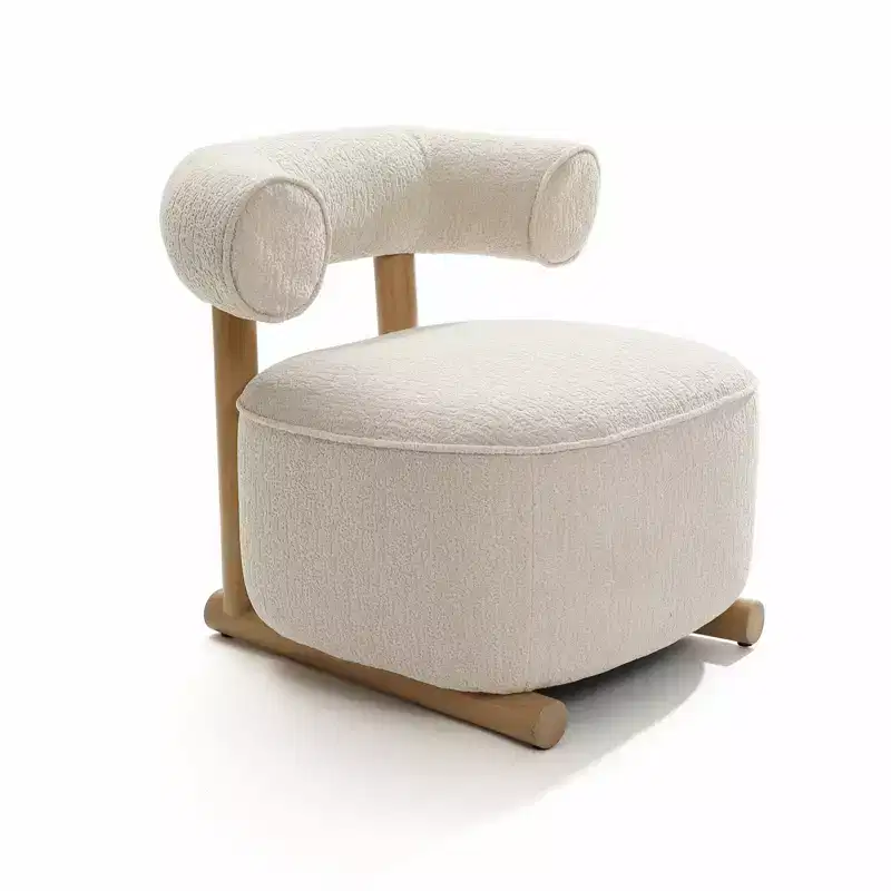 Upholstered Cream Modern U Shape Back Accent Chair Beige