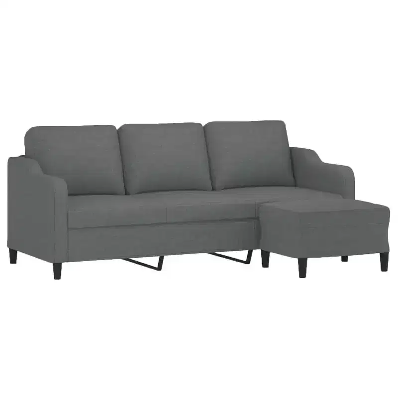vidaXL 3-Seater Sofa With Footstool Dark Grey