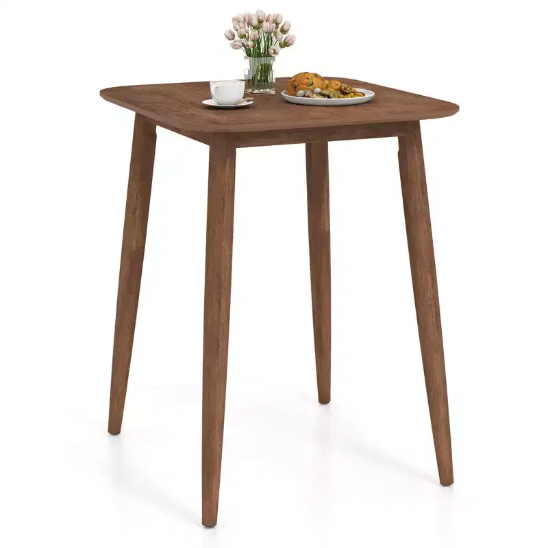 Costway 36 Inch Solid Rubber Wood Farmhouse Kitchen Table with Sturdy Pedestal Base